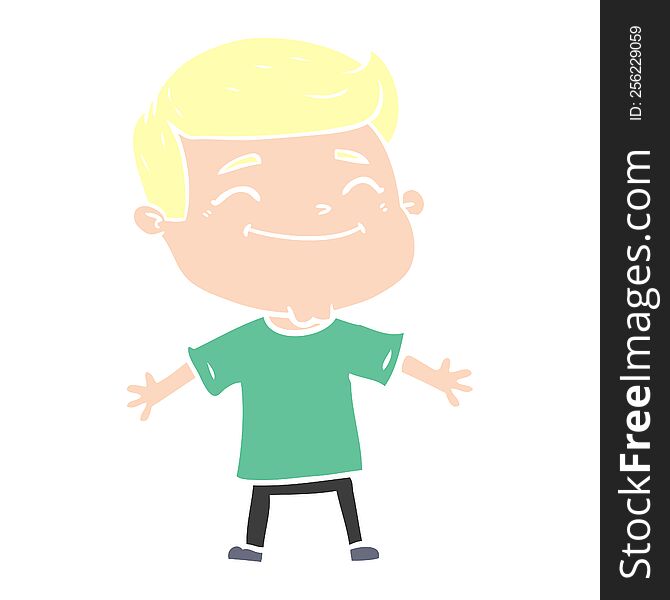 Happy Flat Color Style Cartoon Man With Open Arms