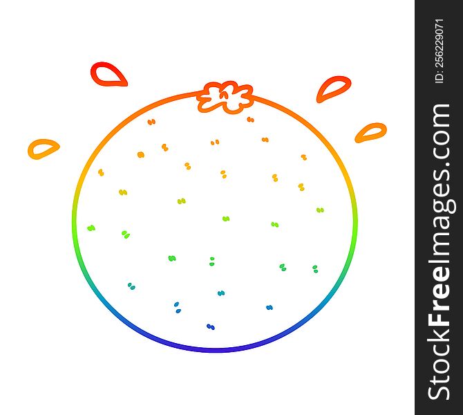 Rainbow Gradient Line Drawing Cartoon Orange