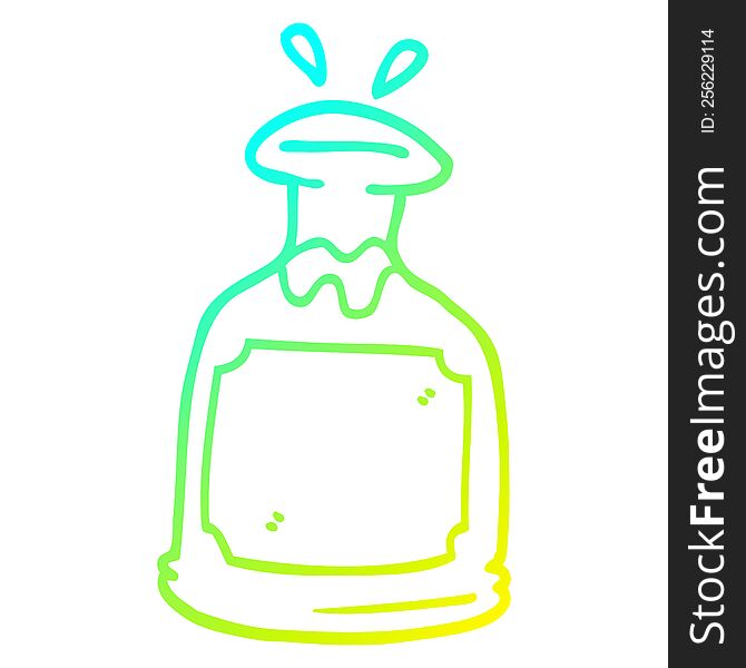 cold gradient line drawing of a cartoon glass decanter