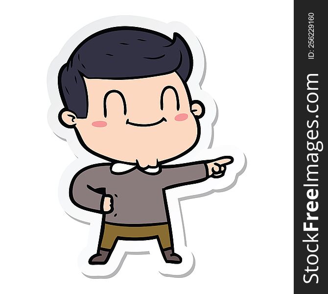 Sticker Of A Cartoon Friendly Man