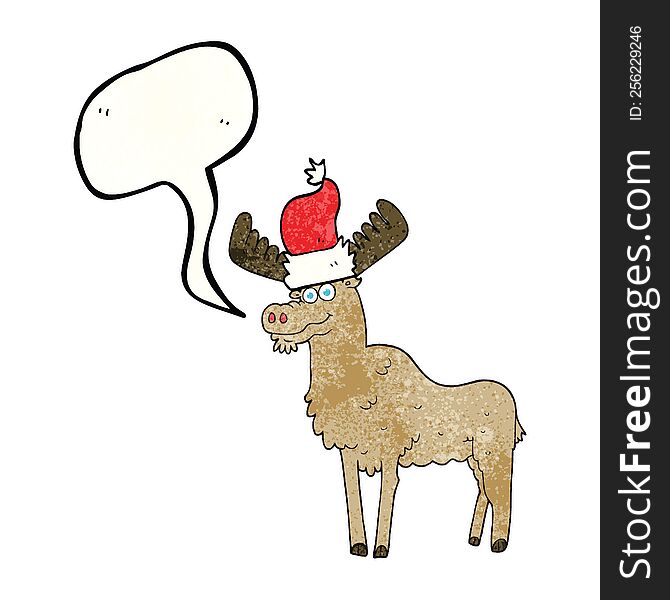 freehand speech bubble textured cartoon christmas moose