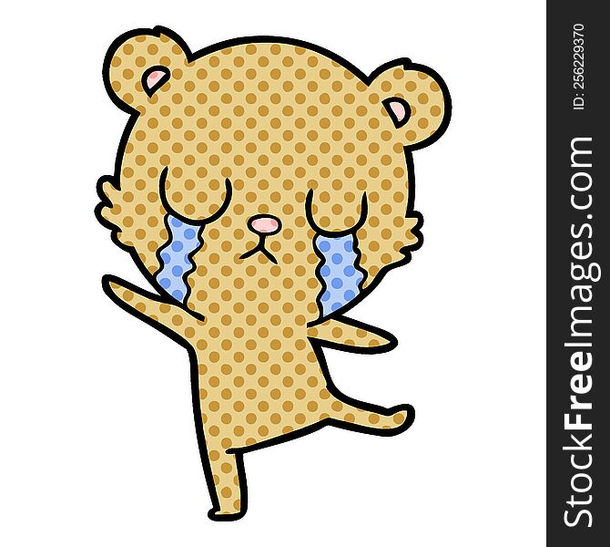 crying cartoon bear doing a sad dance. crying cartoon bear doing a sad dance