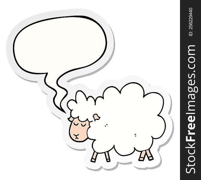 cartoon sheep with speech bubble sticker. cartoon sheep with speech bubble sticker