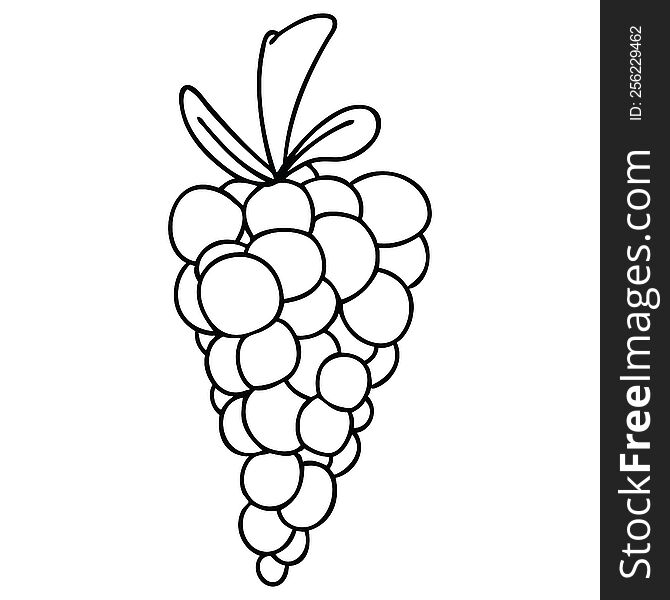 Quirky Line Drawing Cartoon Bunch Of Grapes