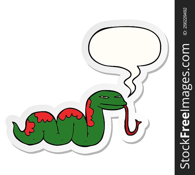 cartoon slithering snake and speech bubble sticker