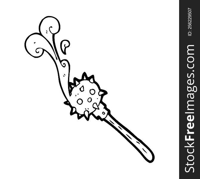 Black And White Cartoon Bloody Medieval Mace