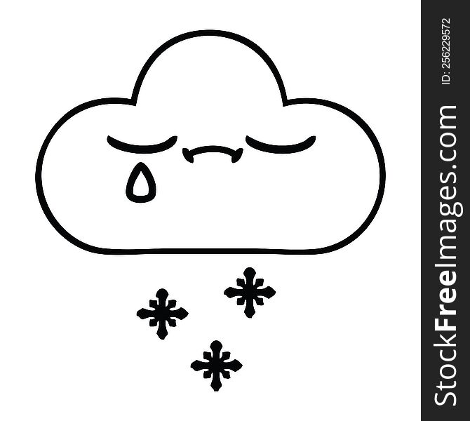 Line Drawing Cartoon Storm Snow Cloud