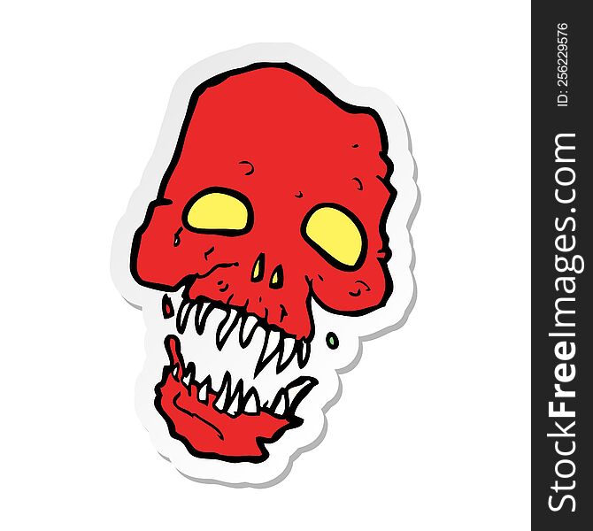 Sticker Of A Cartoon Scary Skull