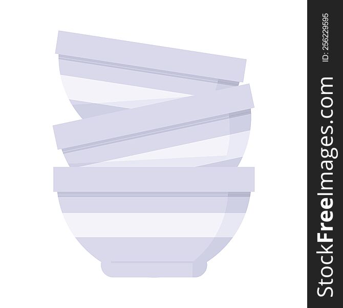 Flat colour illustration of a stack of bowls