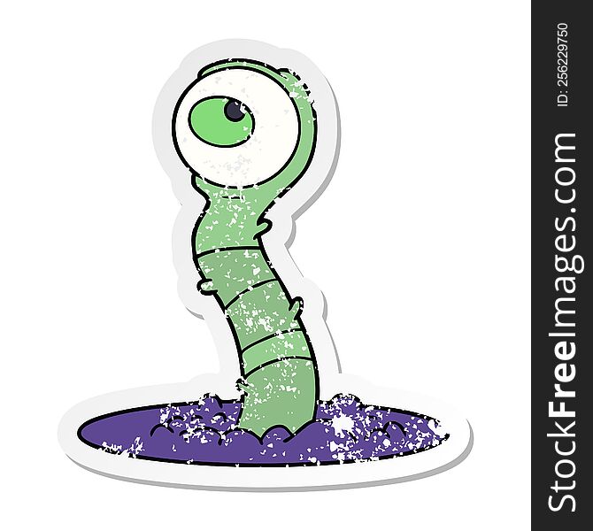 distressed sticker of a cartoon alien swamp monster