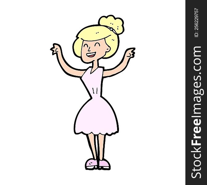 Cartoon Woman With Raised Arms