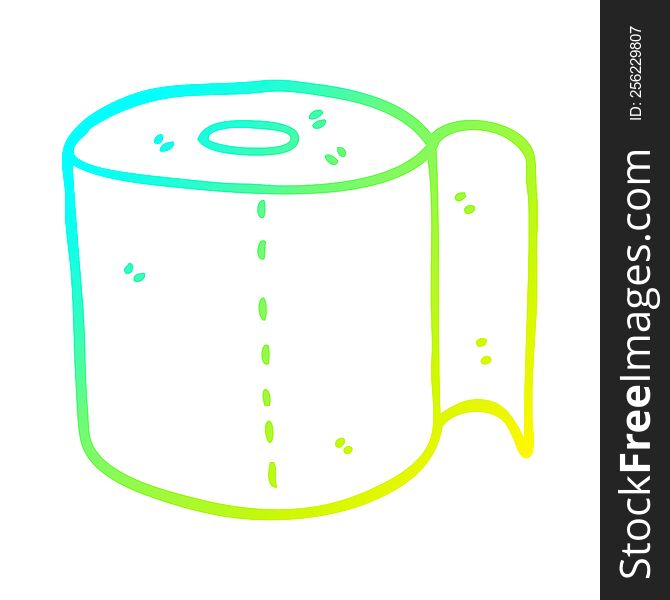 Cold Gradient Line Drawing Cartoon Toilet Roll