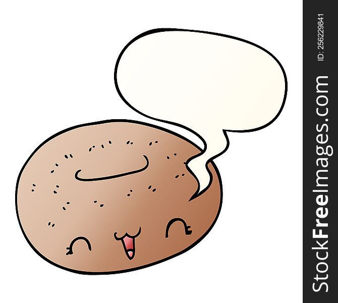 Cute Cartoon Donut And Speech Bubble In Smooth Gradient Style