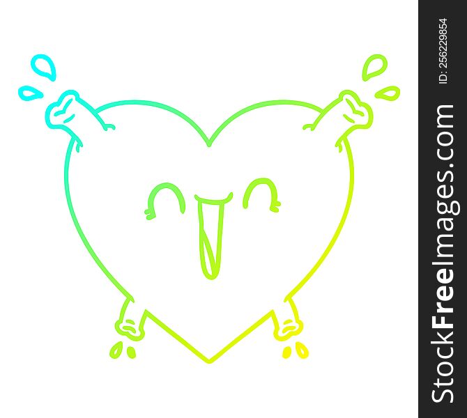cold gradient line drawing of a cartoon healthy heart