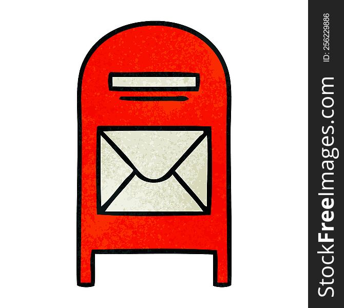 retro grunge texture cartoon of a mail box