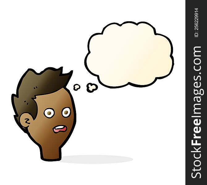 Cartoon Shocked Man With Thought Bubble