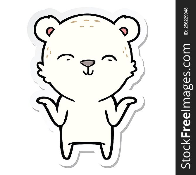 Sticker Of A Happy Cartoon Polar Bear Shrugging Shoulders