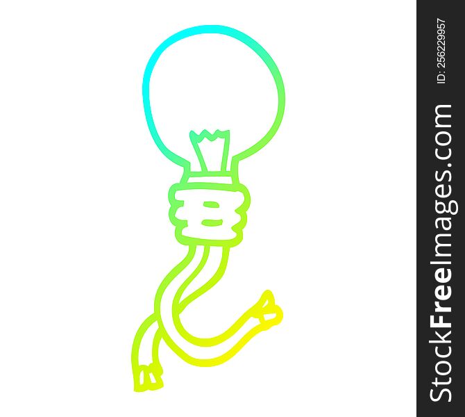 cold gradient line drawing of a cartoon electric light bulb