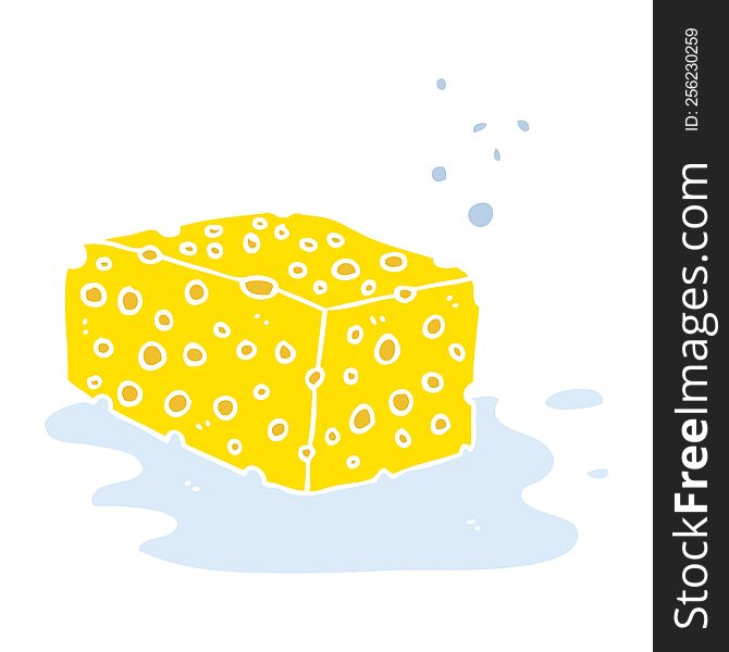 flat color illustration of a cartoon sponge