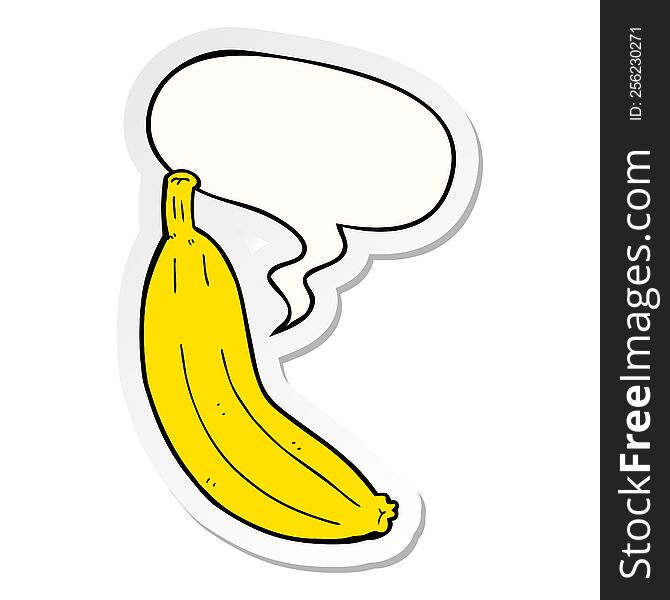 cartoon banana with speech bubble sticker. cartoon banana with speech bubble sticker