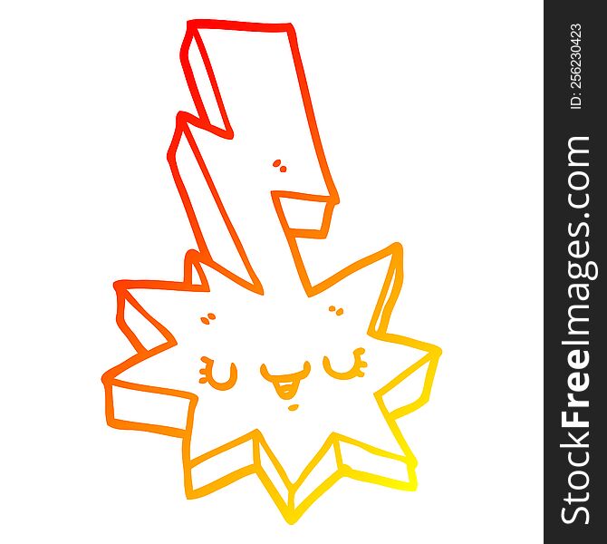 Warm Gradient Line Drawing Cartoon Lightning Strike