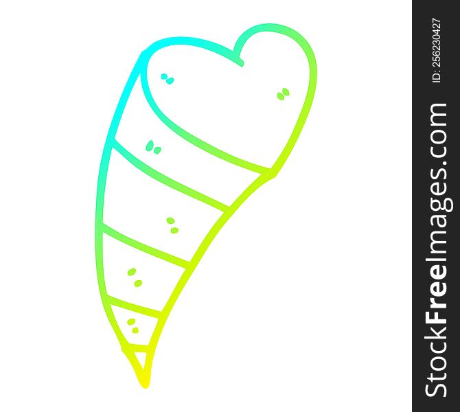cold gradient line drawing of a cartoon shooting heart decorative element