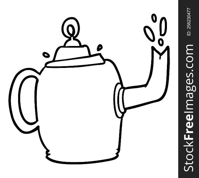 line drawing of a old metal kettle. line drawing of a old metal kettle
