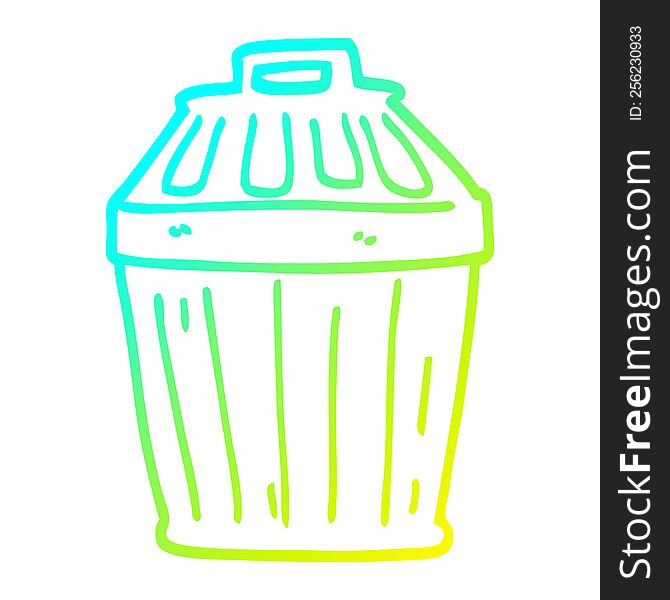 cold gradient line drawing of a cartoon waste bin