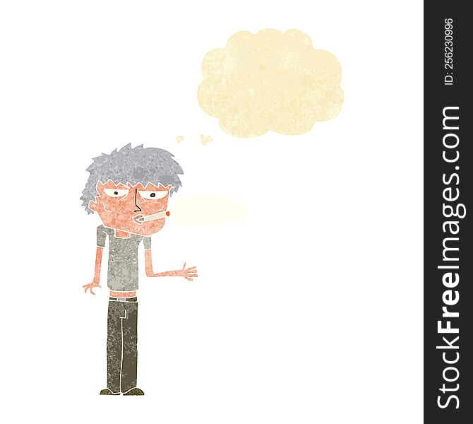 cartoon smoker with thought bubble