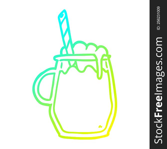 cold gradient line drawing of a glass of root beer with straw