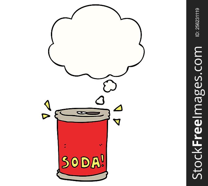 Cartoon Soda Can And Thought Bubble