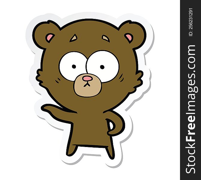 sticker of a anxious bear cartoon