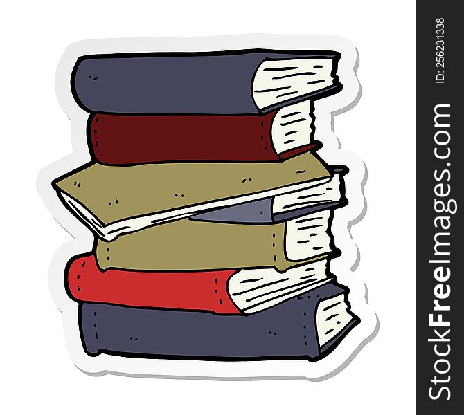 sticker of a cartoon pile of books