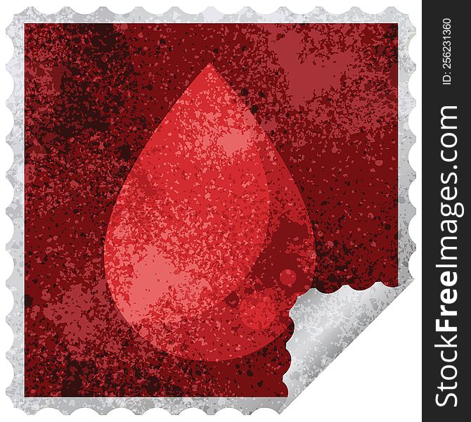 blood drop graphic square sticker stamp. blood drop graphic square sticker stamp
