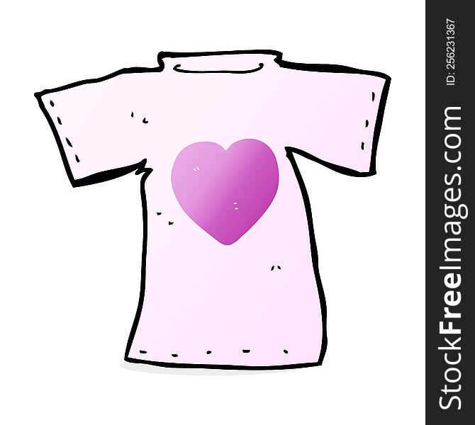 cartoon tee shirt printed with love heart. cartoon tee shirt printed with love heart