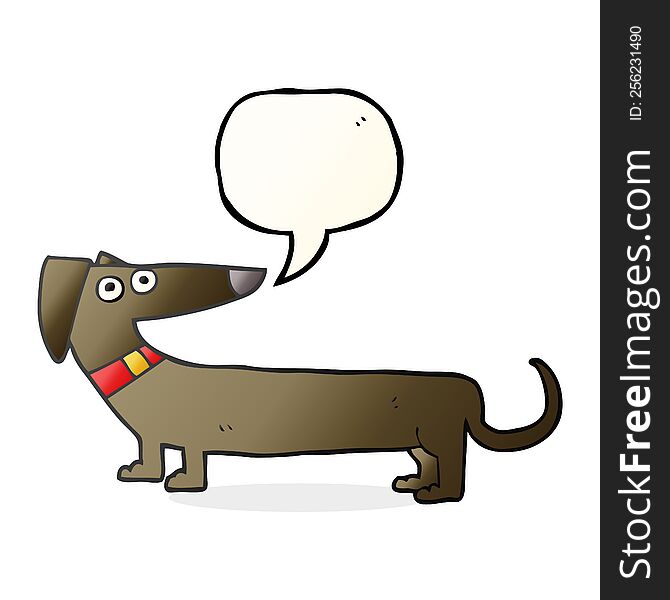freehand drawn speech bubble cartoon sausage dog