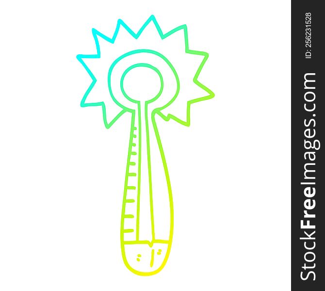 cold gradient line drawing of a cartoon hot thermometer