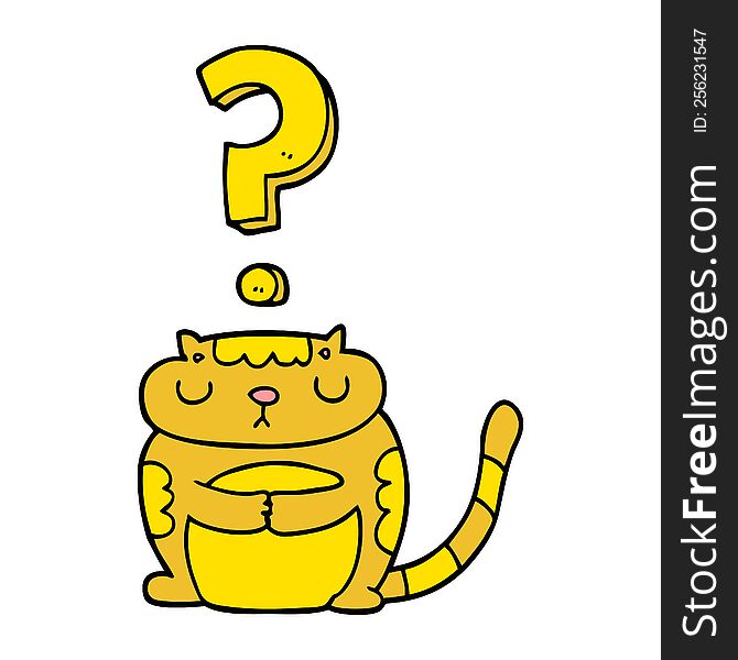 cartoon cat with question mark