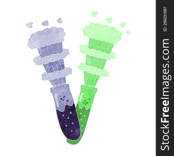 Retro Cartoon Chemicals In Test Tubes