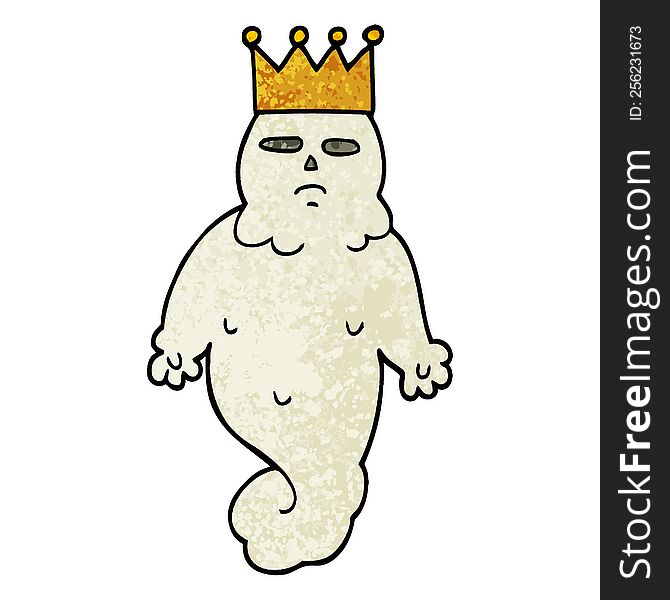 Grunge Textured Illustration Cartoon Spooky Ghost King