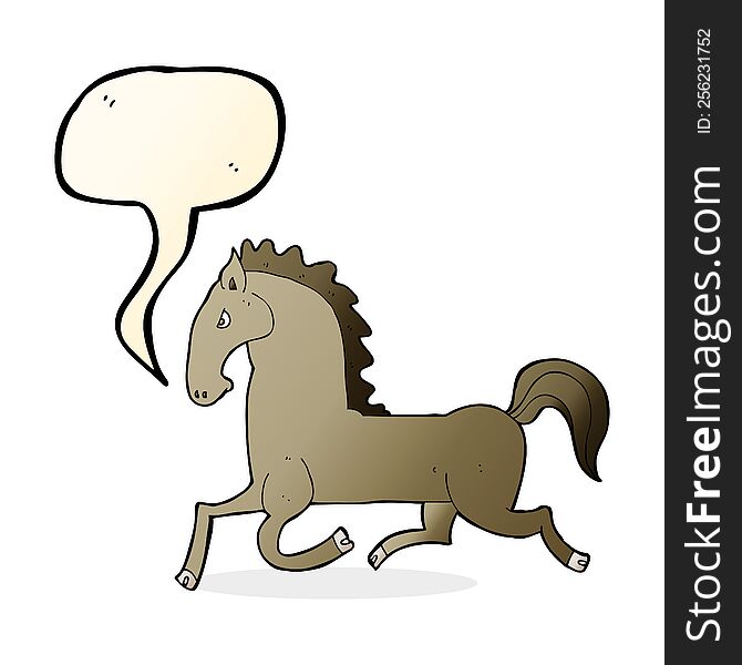 cartoon running horse with speech bubble