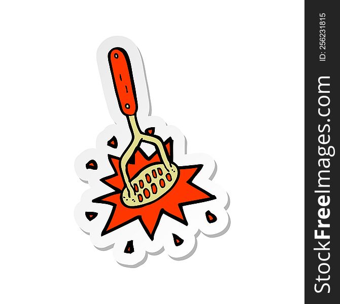 Sticker Of A Cartoon Potato Masher