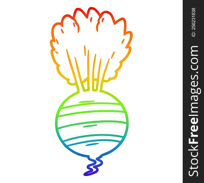 rainbow gradient line drawing of a cartoon root vegetable