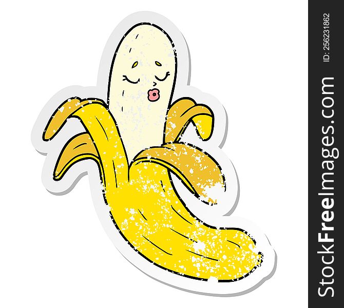 Distressed Sticker Of A Cartoon Best Quality Organic Banana