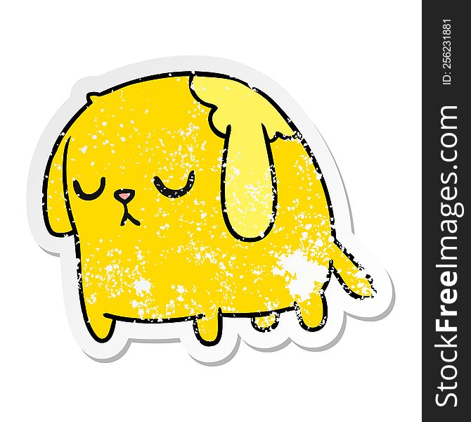 Distressed Sticker Cartoon Of Cute Sad Kawaii Dog