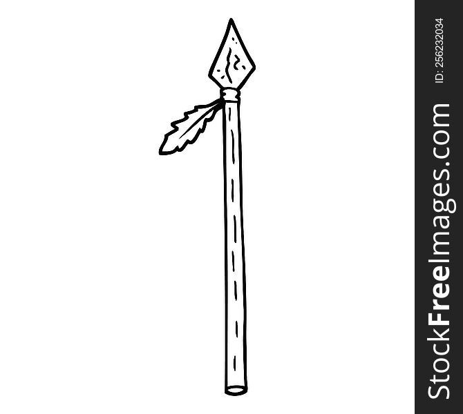 black and white cartoon long spear