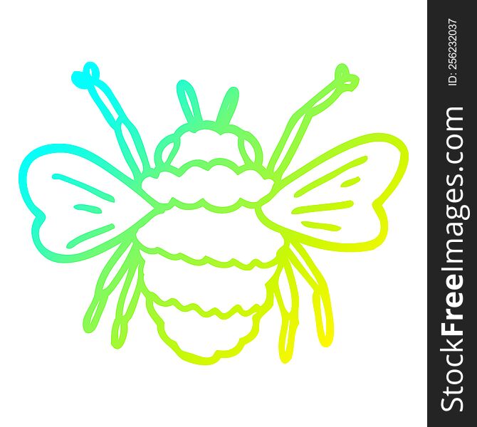 Cold Gradient Line Drawing Cartoon Bee