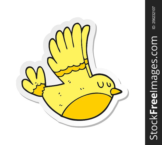 sticker of a cartoon flying bird