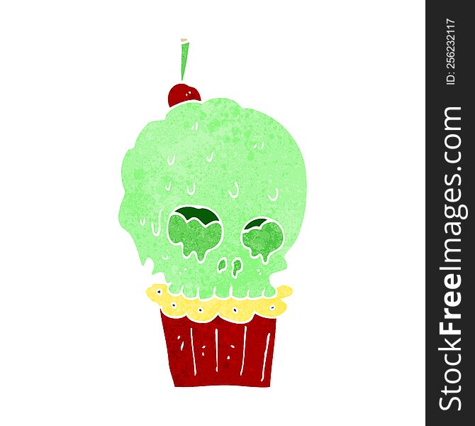 cartoon spooky skull cupcake