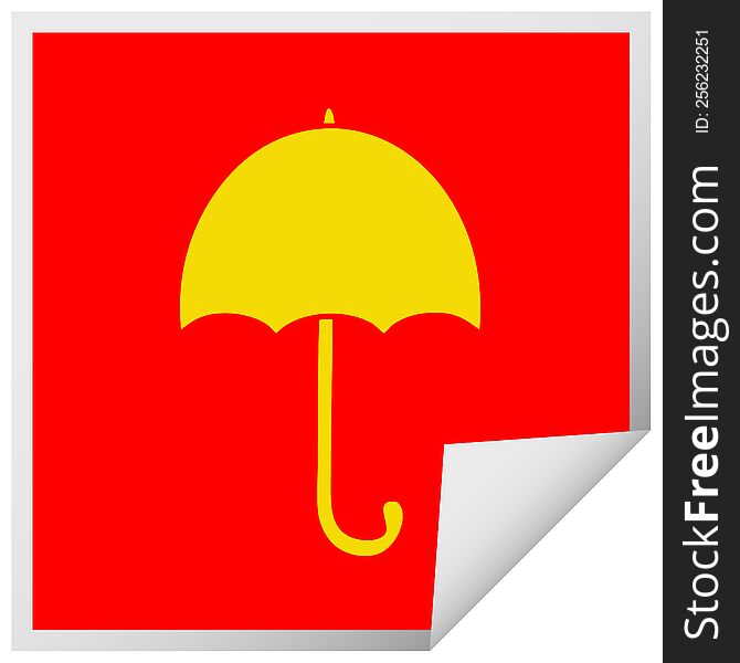 Square Peeling Sticker Cartoon Of An Open Umbrella